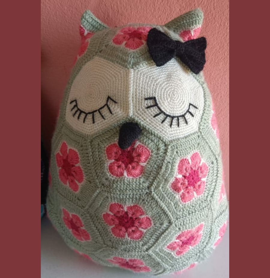 Maggie the African flower Owl pillow