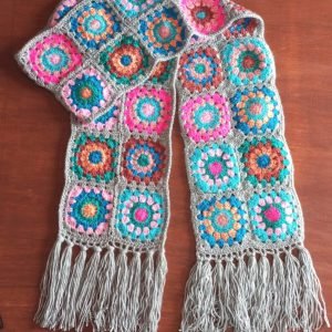 multicolored granny square mufflers